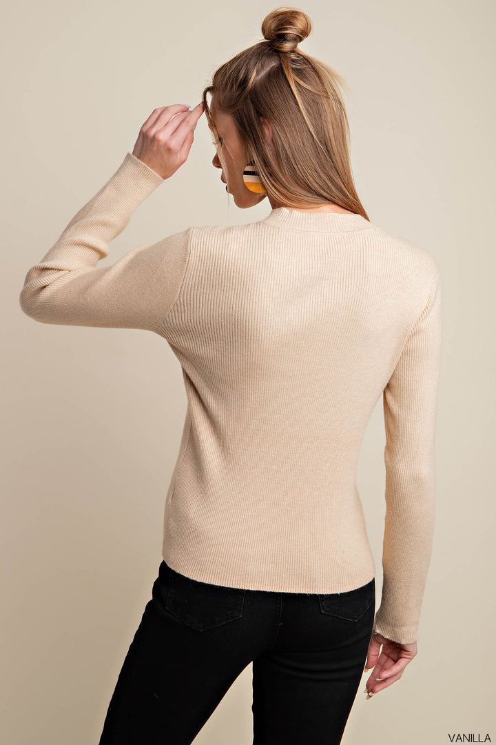 Sleek Slim Fit Ribbed Sweater Latte