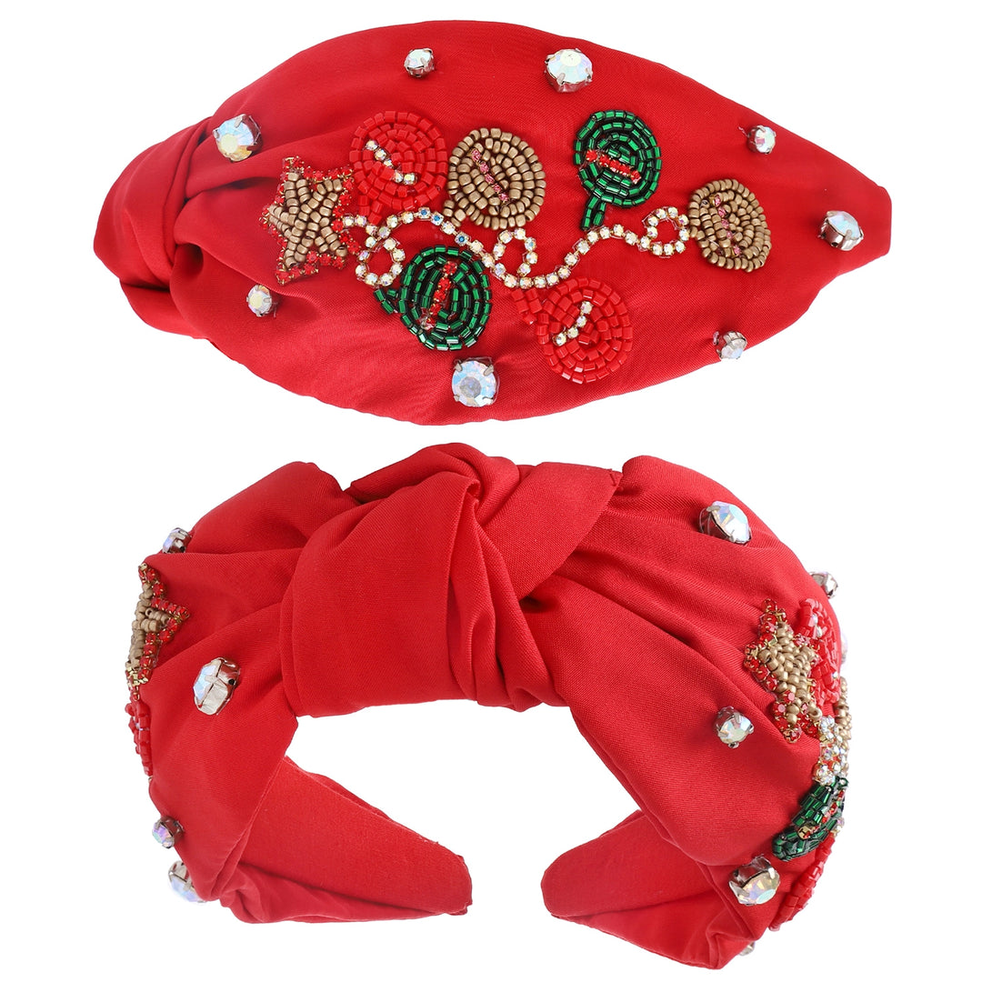 Holly Jolly Knotted Headband Red