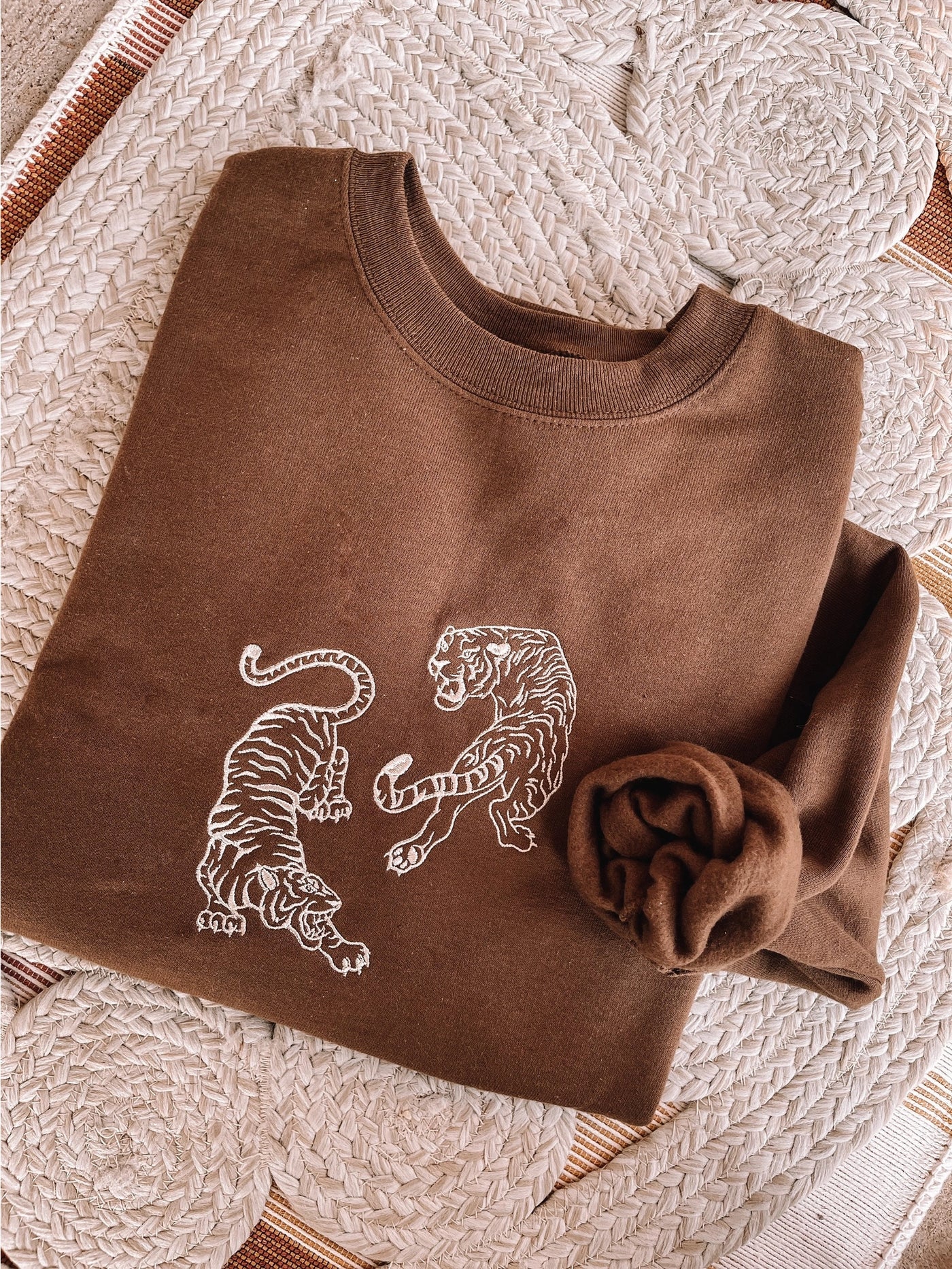 Embroidered Tiger Sweatshirt Brown