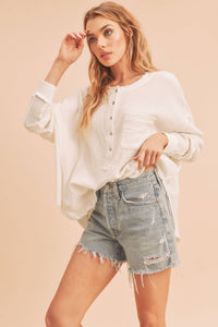 Crisp Morning Waffle Knit Top