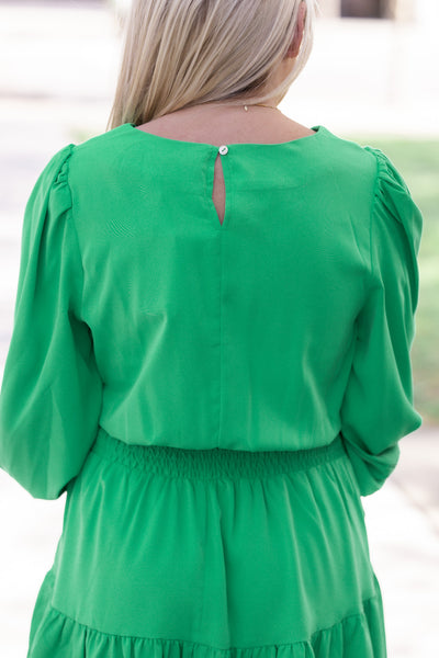Kelly Charm Smocked Dress Green