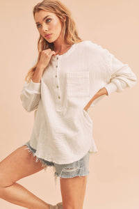 Crisp Morning Waffle Knit Top