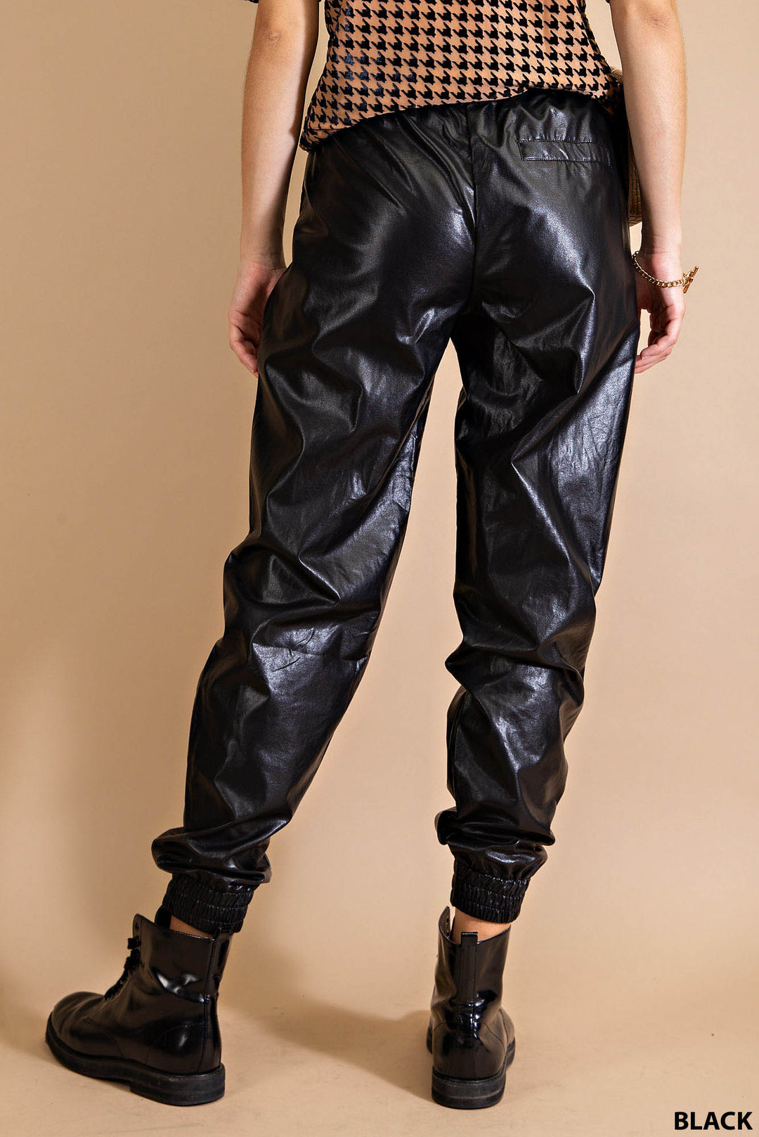 Luxe Leather Joggers Obsidian