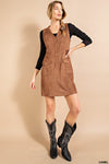 Camel Suede Sleeveless Mini-Dress