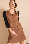 Camel Suede Sleeveless Mini-Dress