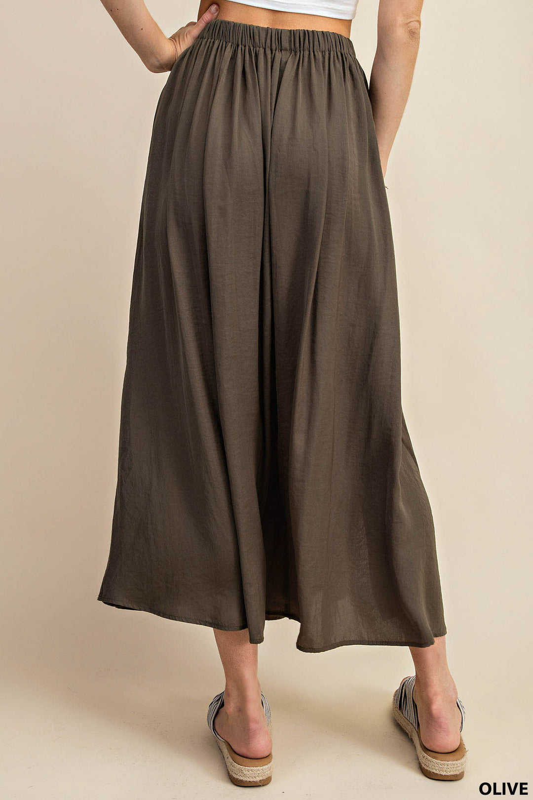 Olive Breeze Pleated Skirt