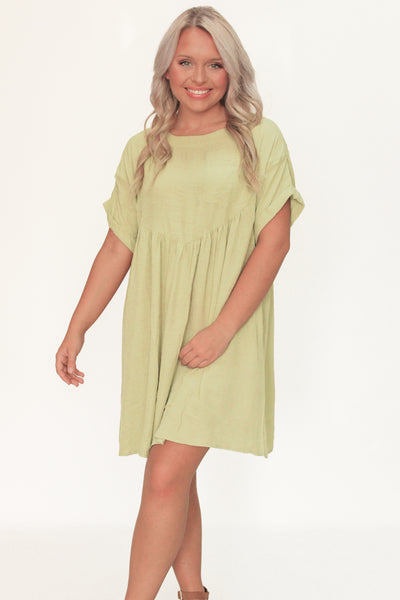 Whispering Willow Babydoll Dress Green