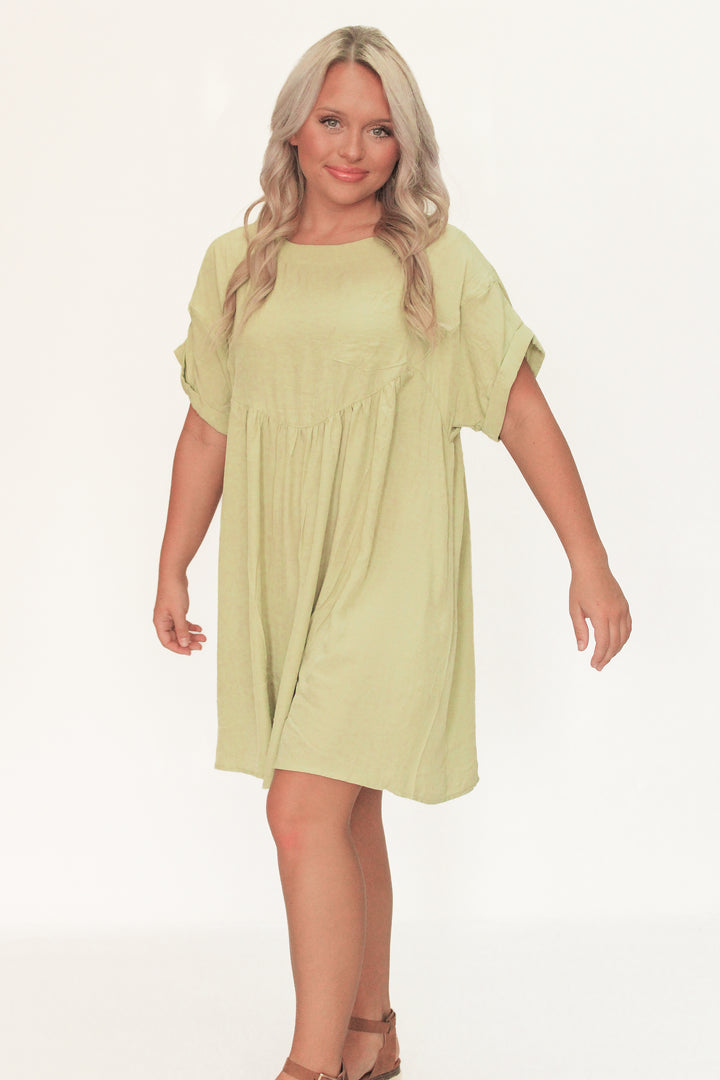 Whispering Willow Babydoll Dress Green