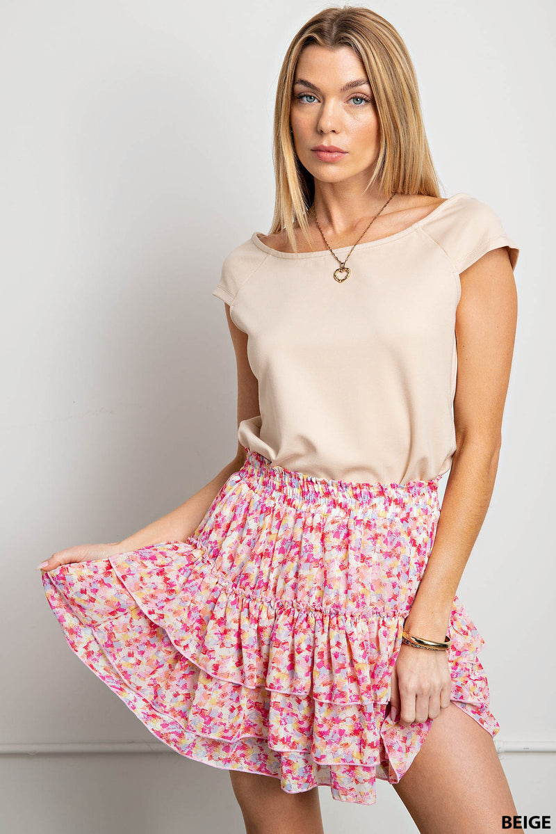 Nude Elegance Cap Sleeve Top