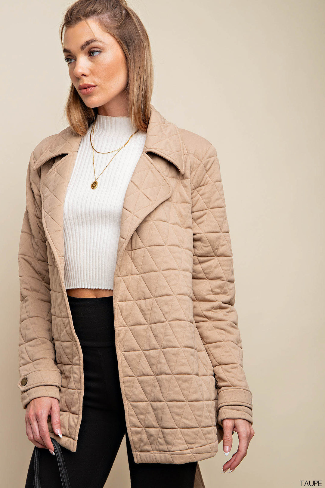 Winter Whispers Belted Jacket Taupe
