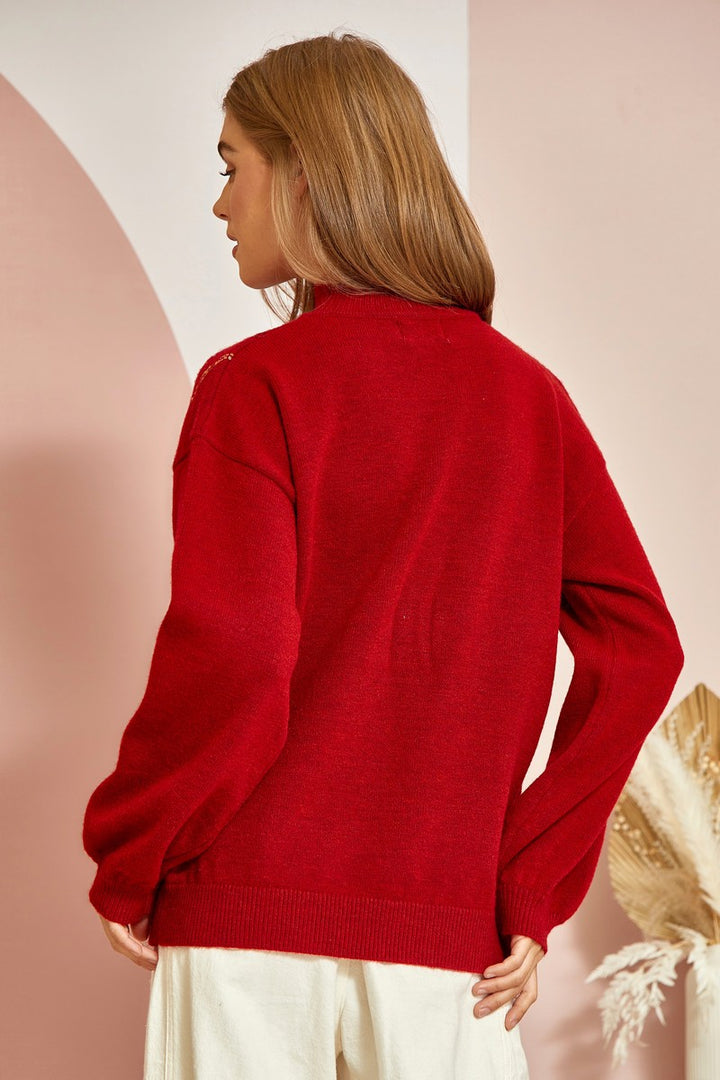 Feeling Festive Sequin Sweater Red