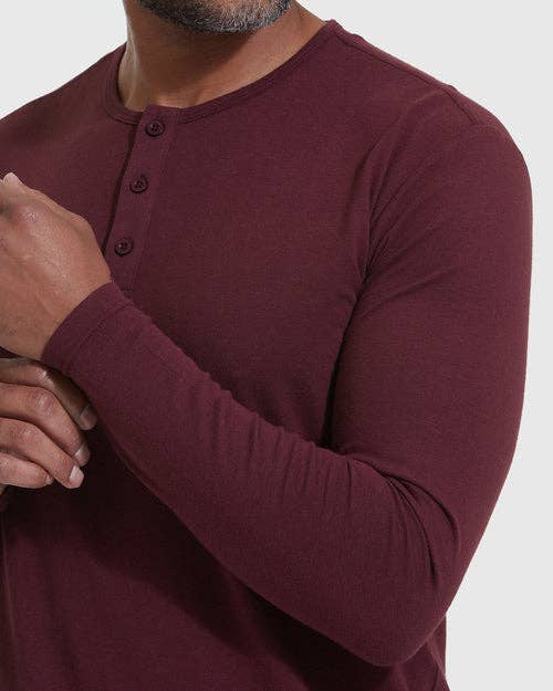 Long Sleeve Henley Shirt | Mahogany