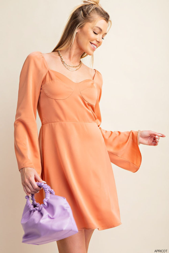 Satin Dream Smocked Dress Apricot