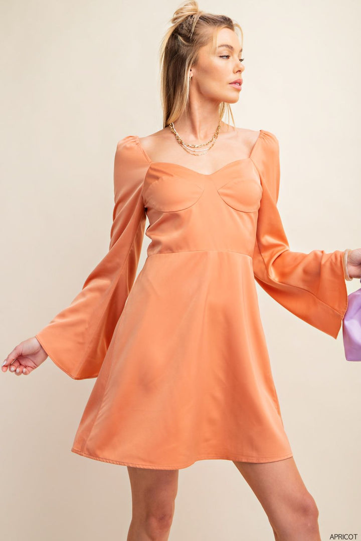 Satin Dream Smocked Dress Apricot