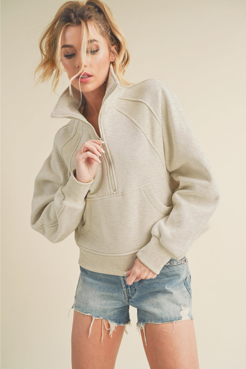 Dove Funnel Neck Half Zip