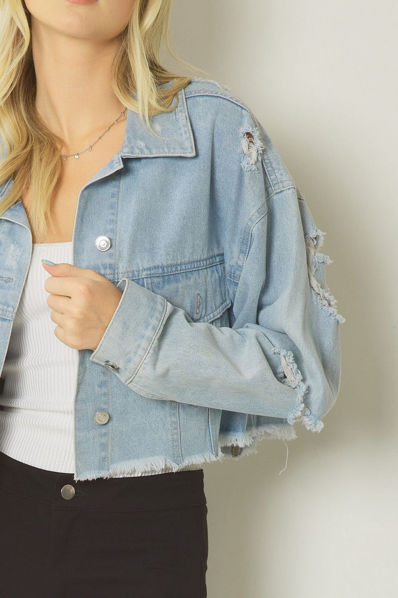 Make You Feel Pretty Cropped Denim Jacket