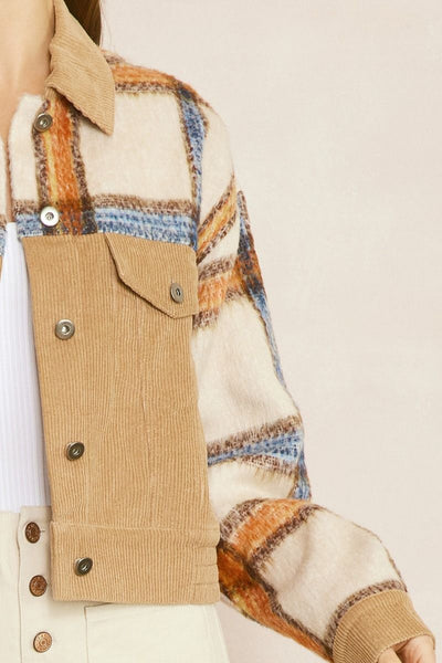 The Best Part Cropped Shacket Camel