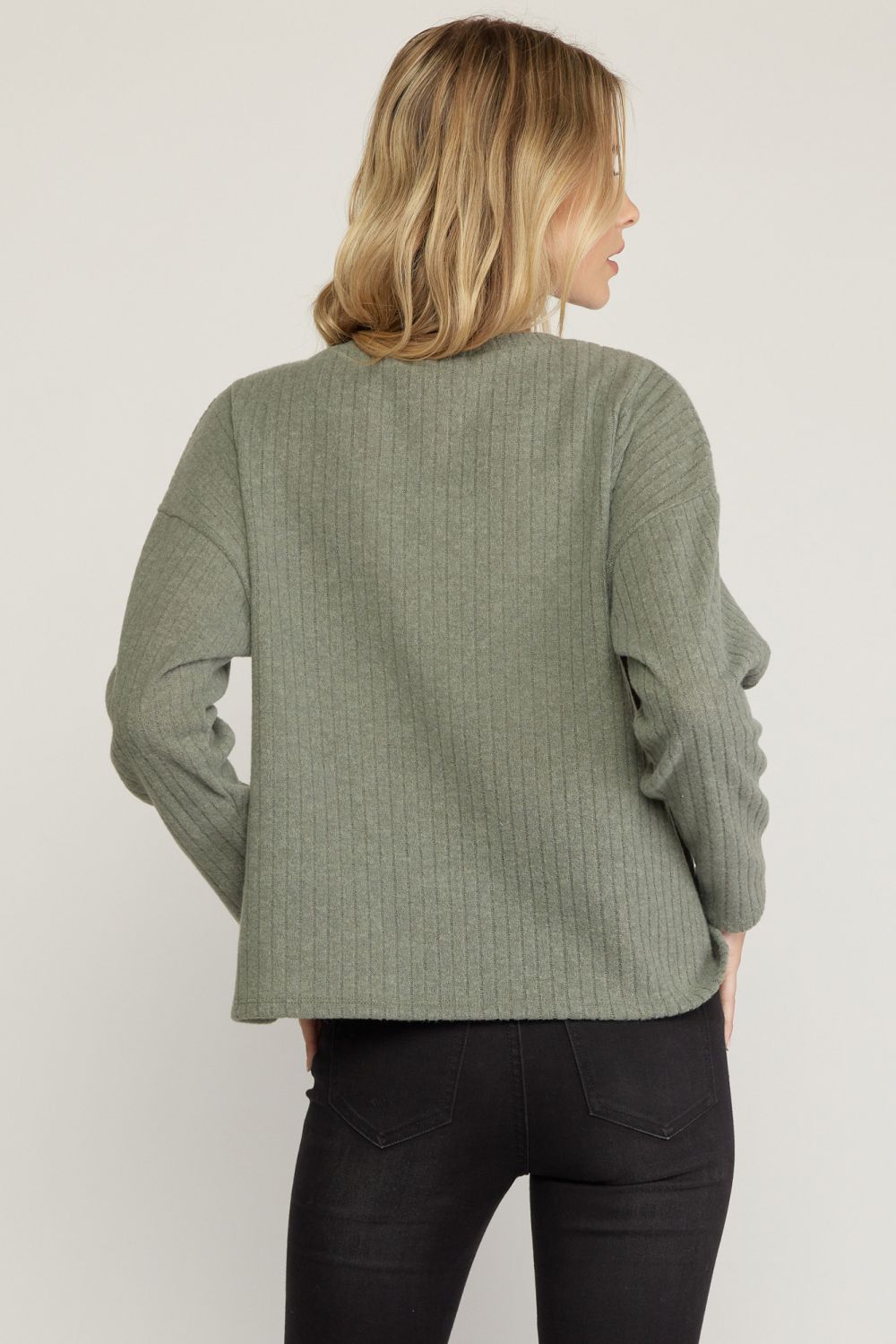 Main Thing Round Neck Long Sleeve Top Olive