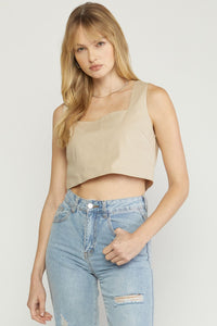 Let Me Know Sleeveless Crop Top Sand