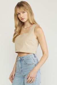 Let Me Know Sleeveless Crop Top Sand