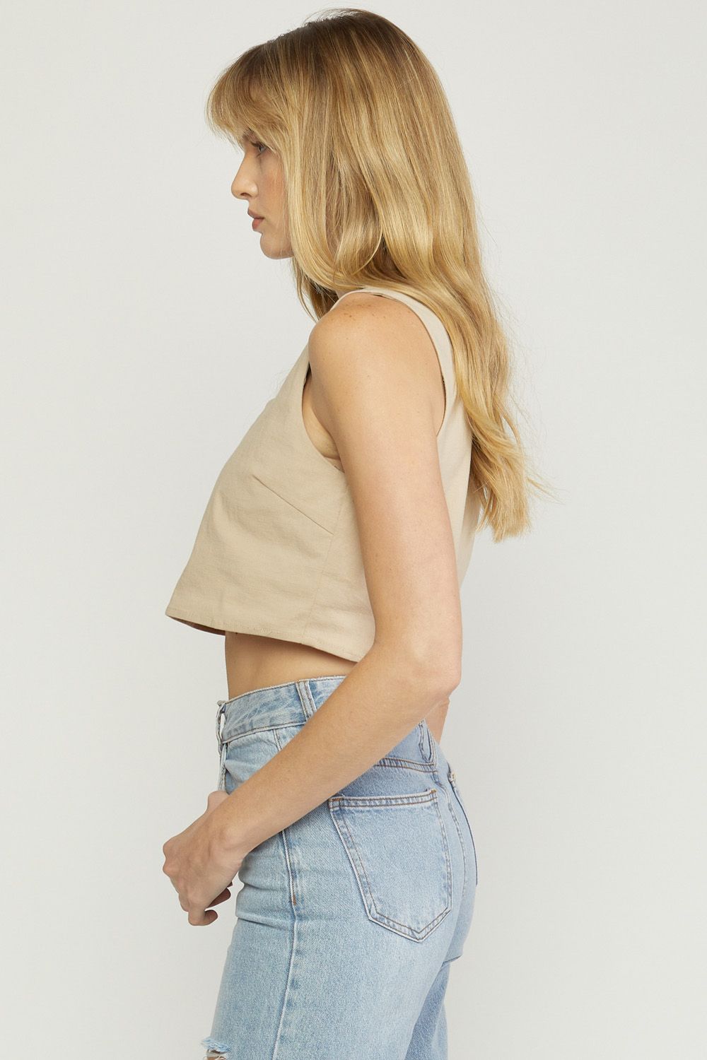 Let Me Know Sleeveless Crop Top Sand