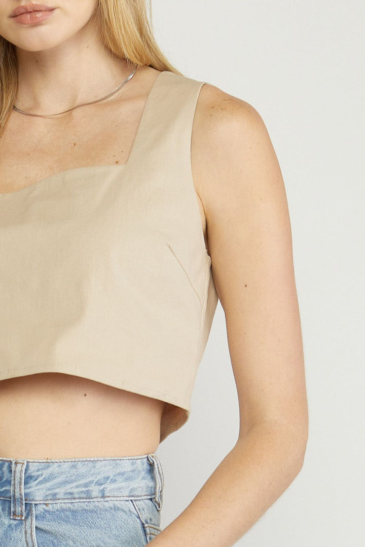 Let Me Know Sleeveless Crop Top Sand