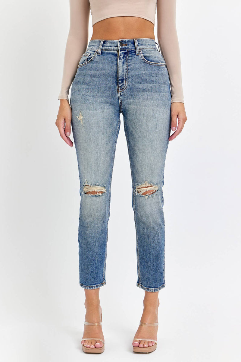 Harper High-Rise Distressed Mom Jeans