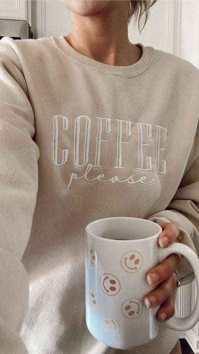 Coffee Please Embroidered Sweatshirt