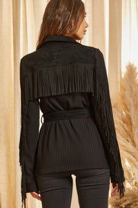 Southern Nights Tassel Sleeve Jacket Black