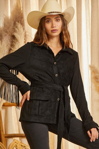 Southern Nights Tassel Sleeve Jacket Black