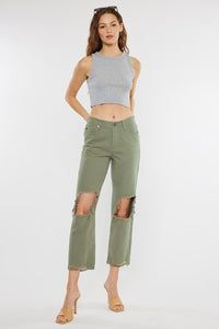 Claire High Rise Straight Jeans Olive