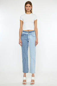 Josie Two Tone High Rise Straight Jeans