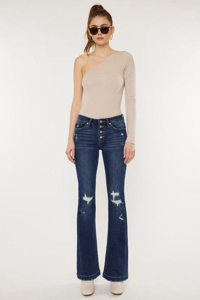 Liv Button Fly Flare Jeans