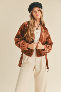 Still Your Best Quilted Velvet Jacket Copper Brown