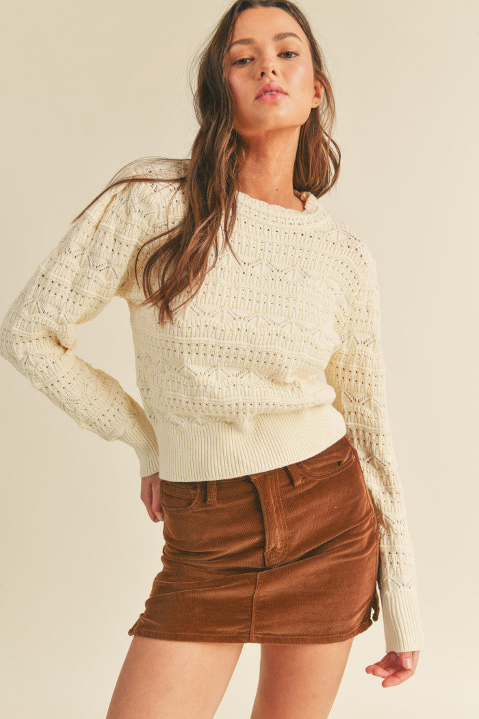 Happier Than Ever Knit Sweater Ivory