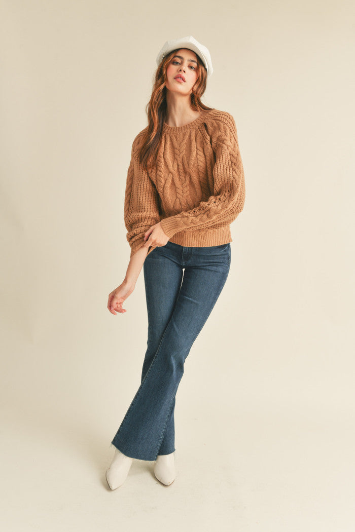 Love Me More Cut-Out Sweater Beige/Taupe