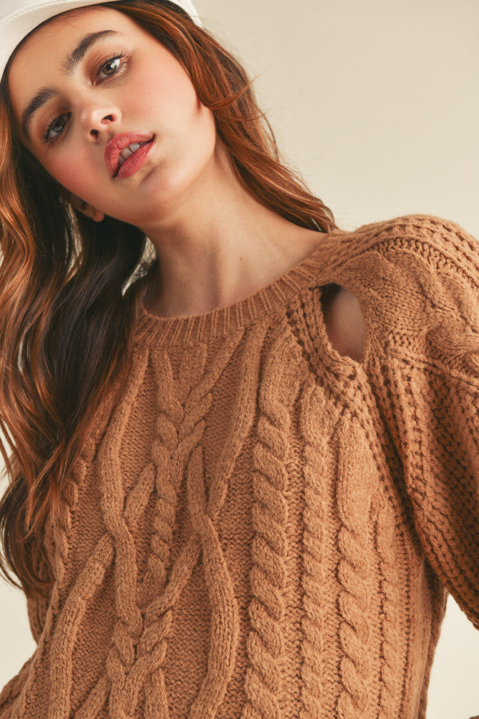 Love Me More Cut-Out Sweater Beige/Taupe