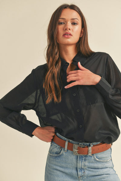 Better Than Words Collared Button Down Black