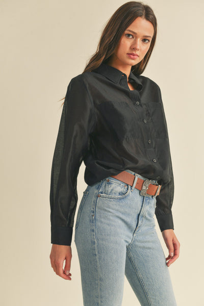 Better Than Words Collared Button Down Black