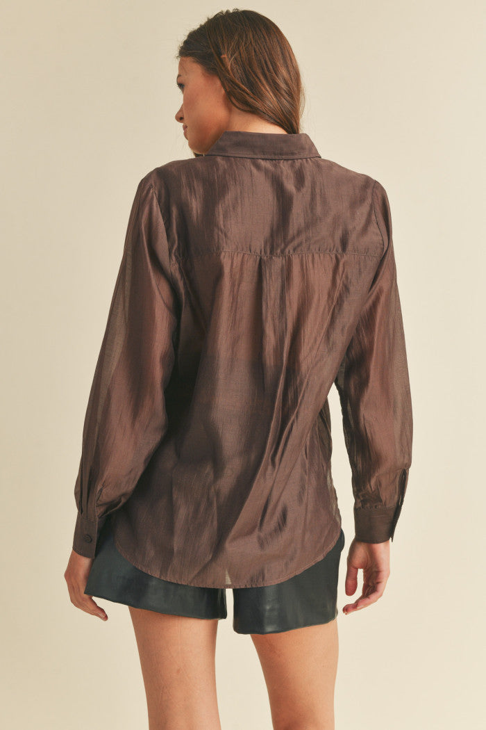 Better Than Words Collared Button Down Brown