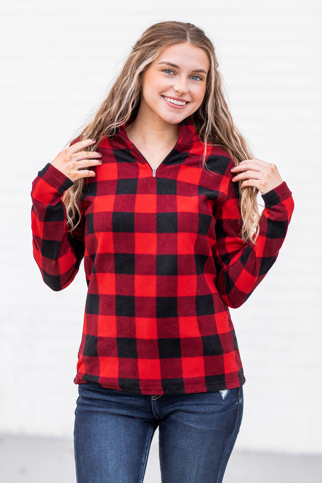 Freeport Microfleece Printed Pullover Red/Black Check