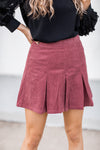 Corduroy Cutie Pleated Skirt Mauveb