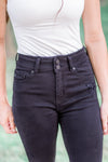 Joelle Double Button Skinny Jeans Black