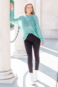 Melinda V-Neck Knit Sweater Jade