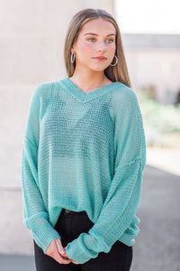 Melinda V-Neck Knit Sweater Jade