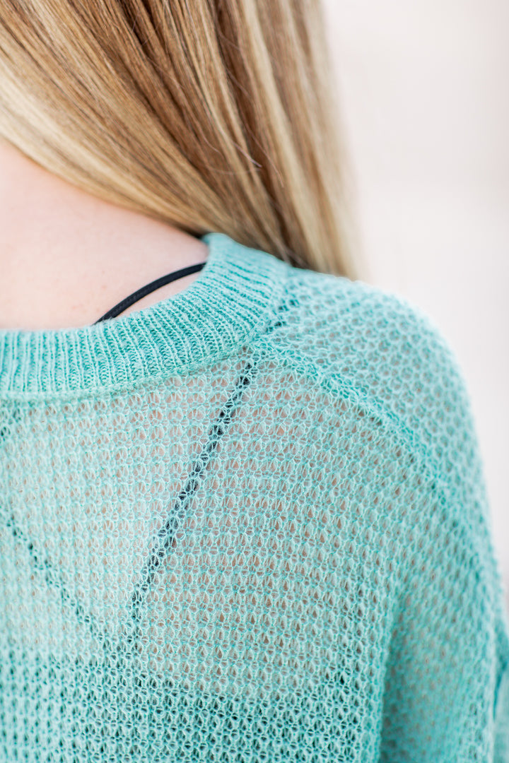 Melinda V-Neck Knit Sweater Jade