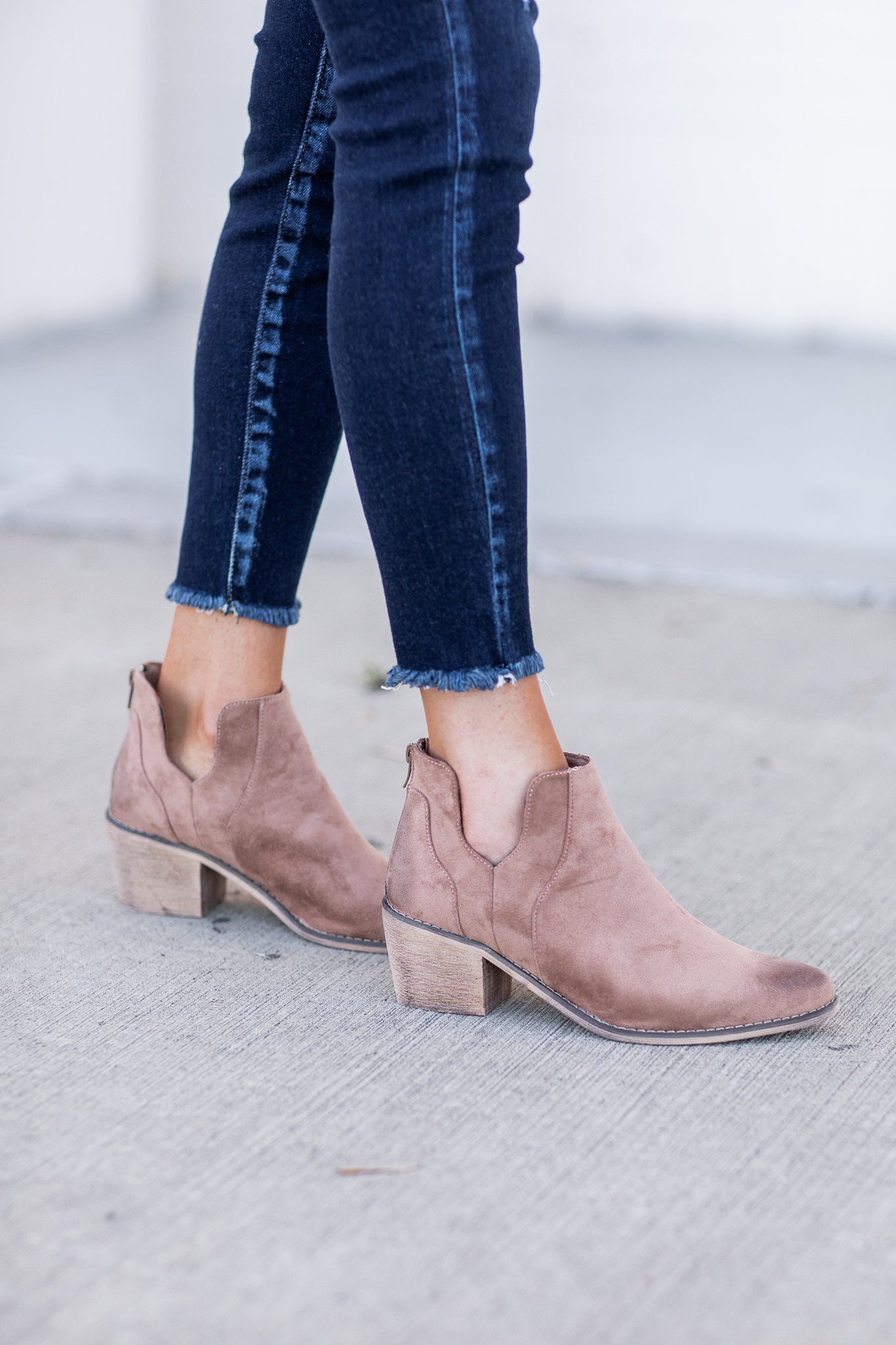 Ryan Suede Ankle Booties Taupe