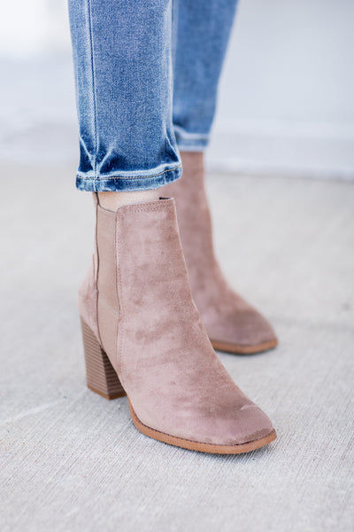 Cammie Suede Booties Taupe