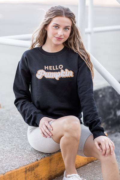"Hello Pumpkin" Graphic Sweatshirt Black