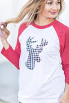 Buffalo Plaid Deer Raglan Red